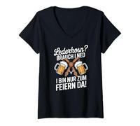 Donna Lederhosn? brauch i Ned i bin Nur zum feiern da Maglietta con Collo a V