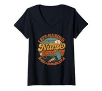 Donna Left-Handed Nurse Rare And Remarkable Funny Professional Job Maglietta con Collo a V