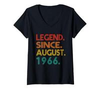Donna Legend Since August 1966 Birth of Birthday Idea Vintage Maglietta con Collo a V