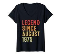 Donna Legend Since August 1975 Vintage 1975 Idea Birth Of Birthday Maglietta con Collo a V