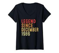 Donna Legend Since December 1986 Vintage 1986 Birth Of Birthday Maglietta con Collo a V