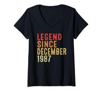 Donna Legend Since December 1987 Vintage 1987 Birth Of Birthday Maglietta con Collo a V