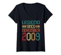 Donna Legend Since November 2009 Retro 17 Years Old 17th Birthday Maglietta con Collo a V