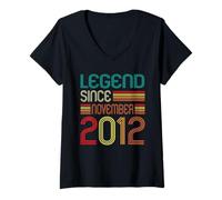 Donna Legend Since November 2012 Retro 14th Birthday 14 Years Old Maglietta con Collo a V