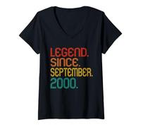 Donna Legend Since September 2000 Men Women Vintage 2000 Birthday Maglietta con Collo a V