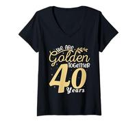 Donna Legendary 40 Year golden Marriage anniversary Crew Men Women Maglietta con Collo a V