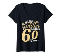 Donna Legendary 60 Year golden Marriage anniversary Crew Men Women Maglietta con Collo a V