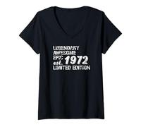 Donna Legendary Awesome Epic Birthday Gift 1972 Limited Edition Maglietta con Collo a V