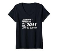 Donna Legendary Awesome Epic Birthday Gift 2011 Limited Edition Maglietta con Collo a V