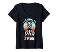 Donna Legendary Black Dad Born in 1955, 70th Birthday Men Maglietta con Collo a V