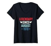 Donna Legendary Since August 1970 Maglietta con Collo a V