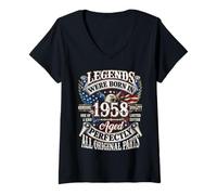 Donna Legends Born in 1958 Vintage Patriotic Eagle 68th Birthday Maglietta con Collo a V