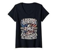 Donna Legends Born in 1962 Vintage Patriotic Eagle 64th Birthday Maglietta con Collo a V