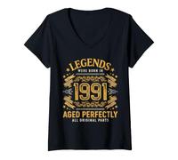 Donna Legends Were Born in 1991, Regalo di Compleanno retrò per Uomini e Donne Maglietta con Collo a V