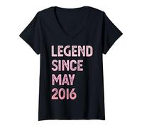 Donna Leggenda da maggio 2016 9° compleanno ragazzi ragazze Maglietta con Collo a V