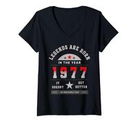 Donna Leggende Nascono nel 1977 Compleanno Vintage retrò Anno Maglietta con Collo a V