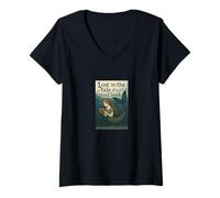 Donna Leggendo la sirena persa nella marea di un buon libro Oceano Maglietta con Collo a V