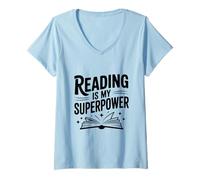 Donna Leggere è Il Mio superpotere Amante dei Libri Maglietta con Collo a V