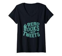 Donna Leggi Libri, Non Tweet Maglietta con Collo a V