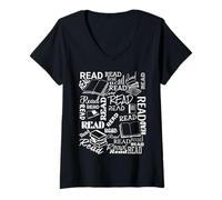 Donna LEGGI Tutti i Libri Maglietta con Collo a V