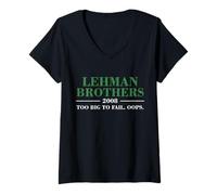 Donna Lehman Brothers 2008 Too Big To Fail. Oops. Maglietta con Collo a V