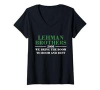 Donna Lehman Brothers 2008 We Bring The Boom To Boom And Bust Maglietta con Collo a V