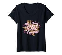 Donna Lei è del Texas, Posso dirlo Leopardo Rosa Maglietta con Collo a V