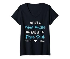 Donna Lei ha Un Folle trambusto e un'anima Droga Maglietta con Collo a V