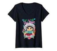 Donna Lele Doll The patrimonial And Spiritual Beauty of Mexico Maglietta con Collo a V