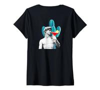 Donna #lele - Maglietta con cappuccio, motivo: Statua David con cactus Maglietta con Collo a V