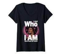 Donna L'emancipazione delle Donne Afro Arte I Am Who Pride Women Uomini Maglietta con Collo a V
