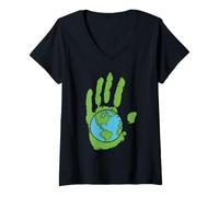 Donna Lend A Hand - Earth Freedom Love World Peace, Uomini Donne Bambini Maglietta con Collo a V