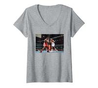 Donna Lennox Lewis Contro Stadio Nazionale di Boxe Frank Bruno di Cardiff Maglietta con Collo a V