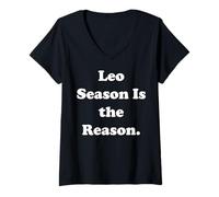 Donna Leo Season Is The Reason Zodiac Astrology Maglietta con Collo a V