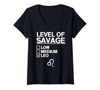 Donna Leo Zodiac Merch - Divertente Design con Leo Impressionante Maglietta con Collo a V
