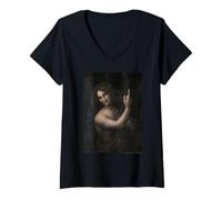 Donna Leonardo da Vinci Saint John The Baptist Maglietta con Collo a V