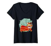 Donna Leone Dance Head - Happy Chinese New Year - Red Fire Goat Maglietta con Collo a V