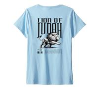 Donna Leone di Giuda Bold Faith Christian Graphic Design Back Print Maglietta con Collo a V