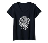 Donna Leone di Giuda EST 1948 Israele Heritage Roaring Lion Simbolo Maglietta con Collo a V
