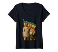 Donna Leone Giuda imperatore etiope Haile Selassie Rasta Maglietta con Collo a V