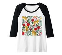 Donna Leopard Red Rose Flower Floral Pattern Animal Lover Gifts Maglia con Maniche Raglan