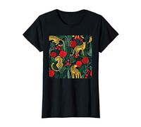 Donna Leopard Red Rose Flower Floral Pattern Animal Lover Gifts Maglietta