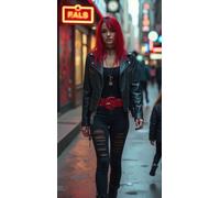 Donna Leopardo Cintura Moda Vita Alta Hip Elastico Rosso Nero Animlar Stampa M L