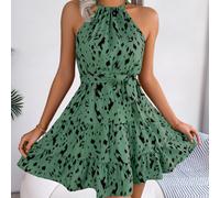 Donna Leopardo Mini Abito Canotta collo senza Maniche Estivo Boho Con Sexy