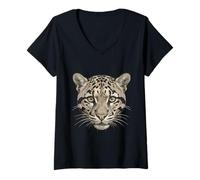 Donna Leopardo nuvoloso Maglietta con Collo a V