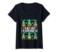 Donna Leprechaun St. Patricks Day GNOME for Women I`m Not Short Maglietta con Collo a V