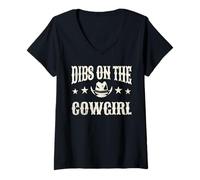 Donna Lesbian Cowgirl - Dibs on the Cowgirl LGBTQ Pride Maglietta con Collo a V
