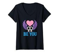 Donna Lesbian Pride Be You Le donne retrò amano LGBTQ+ Maglietta con Collo a V