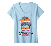 Donna Lesbian Pride Flag Divertente Lesbiche Citazione Maglietta con Collo a V