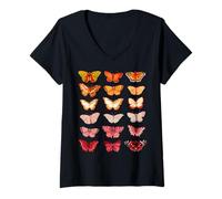 Donna Lesbiche Bandiera Colore Farfalla Sottile Sapphic Pride Estetica Maglietta con Collo a V